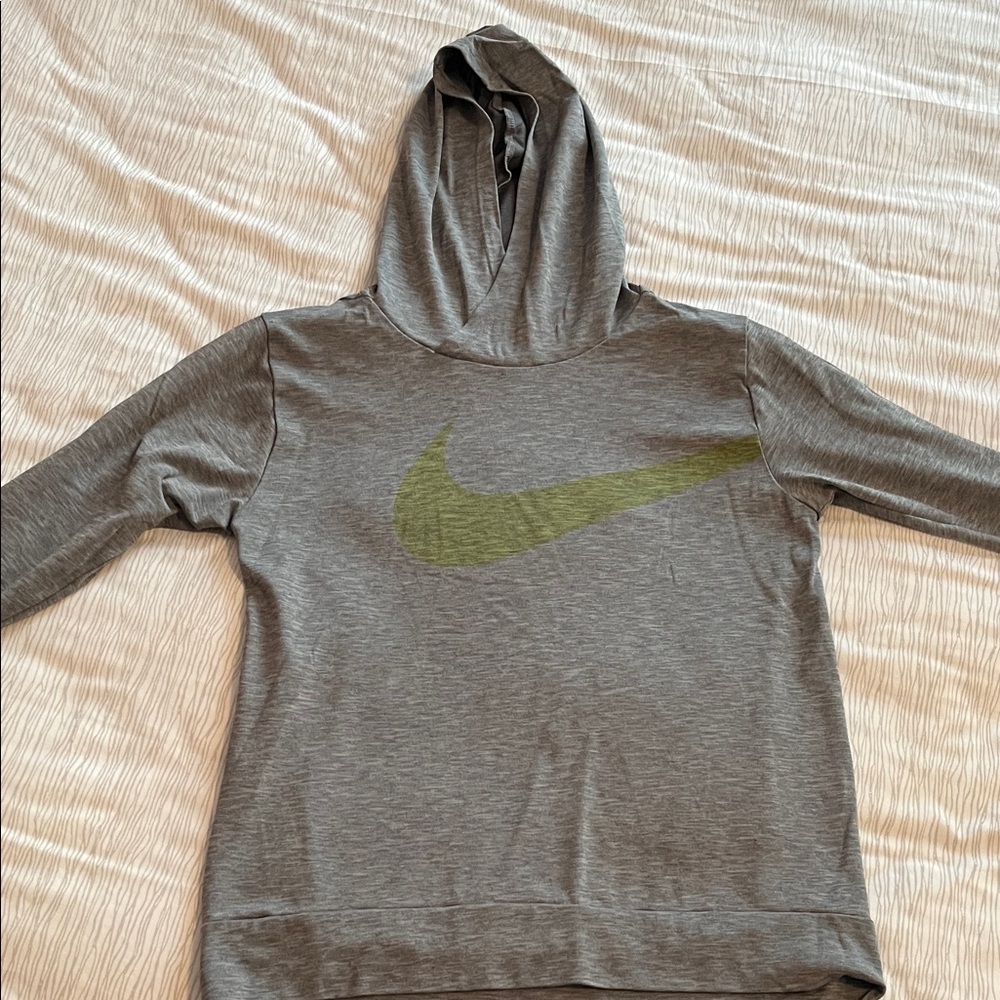 Nike Heather Gray Hoodie with Olive Logo